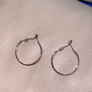 Medium Thin Silver Tone Earrings